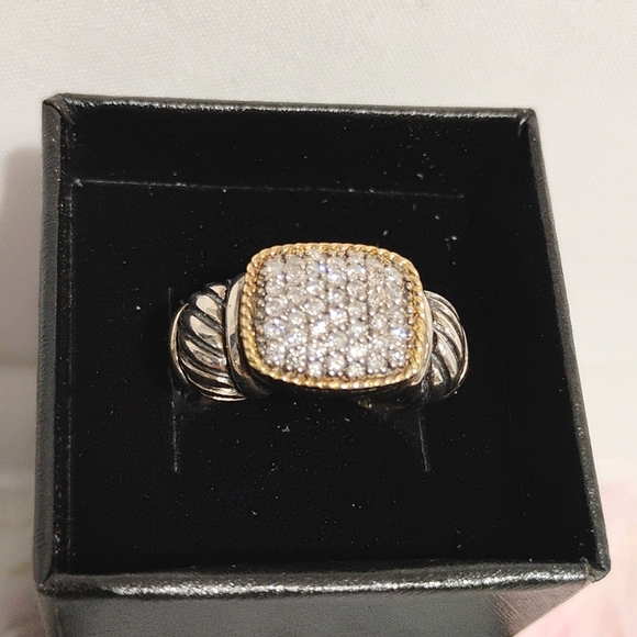 Effy Jewelry - SALE! Effy Genuine Diamonds Paved 18kt Yellow Gold & 925 Silver Ring 6 1/2